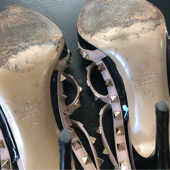 Valentino Rockstud Sandals Heels Black 40 - Picture 10 of 12